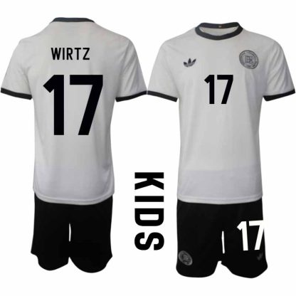 Köp Tyskland Barn Hemmatröja 2025/26 Florian Wirtz 17 Fotbollsställ Kortärmad (+ Korta byxor) – Tysklands 125-årsjubileumskit