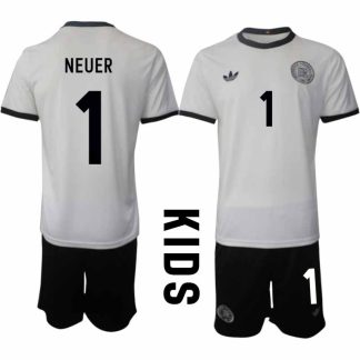 Köp Tyskland Barn Hemmatröja 2025/26 Manuel Neuer 1 Fotbollsställ Kortärmad (+ Korta byxor) – Tysklands 125-årsjubileumskit