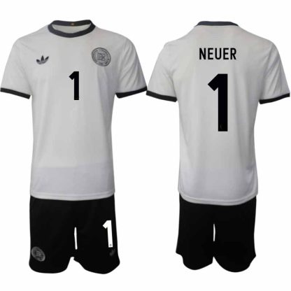 Köp Tyskland Herr Hemmatröja 2025/26 Manuel Neuer 1 Fotbollsställ Kortärmad (+ Korta byxor) – Tysklands 125-årsjubileumskit