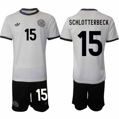 Köp Tyskland Herr Hemmatröja 2025/26 Nico Schlotterbeck 15 Fotbollsställ Kortärmad (+ Korta byxor) – Tysklands 125-årsjubileumskit
