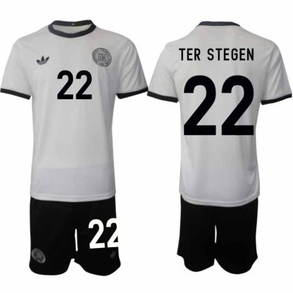 Köp Tyskland Herr Hemmatröja 2025/26 Marc-André ter Stegen 22 Fotbollsställ Kortärmad (+ Korta byxor) – Tysklands 125-årsjubileumskit