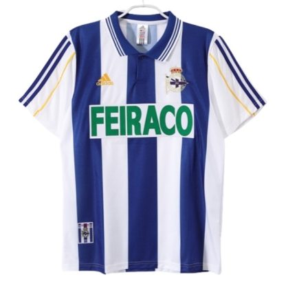 Deportivo de La Coruña Hemmatröja Retro 1999-2000 Kortärmad Billig Fotbollströja