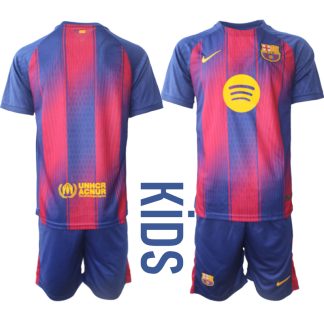 FC Barcelona Barn Hemmatröja 2025/26 Fotbollsställ med Shorts