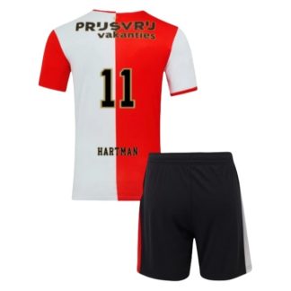 Feyenoord Barn Hemmatröja 2025/26 Quilindschy Hartman #11 Fotbollsställ med Shorts