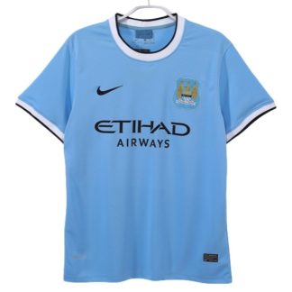 Manchester City Hemmatröja Retro 2013-2014 Kortärmad Billig Fotbollströja