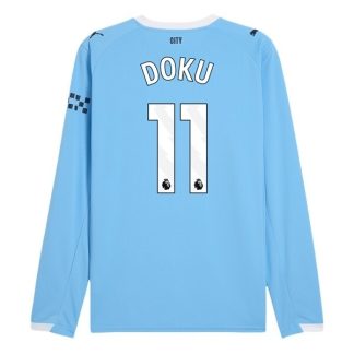 Manchester City Herr Hemmatröja 2025/26 Jérémy Doku #11 Långärmad Billig Fotbollströja