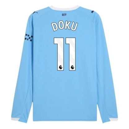 Manchester City Herr Hemmatröja 2025/26 Jérémy Doku #11 Långärmad Billig Fotbollströja