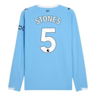 Manchester City Herr Hemmatröja 2025/26 John Stones #5 Långärmad Billig Fotbollströja