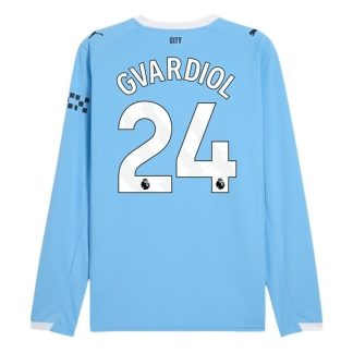 Manchester City Herr Hemmatröja 2025/26 Joško Gvardiol #24 Långärmad Billig Fotbollströja