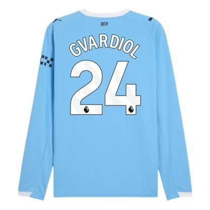 Manchester City Herr Hemmatröja 2025/26 Joško Gvardiol #24 Långärmad Billig Fotbollströja