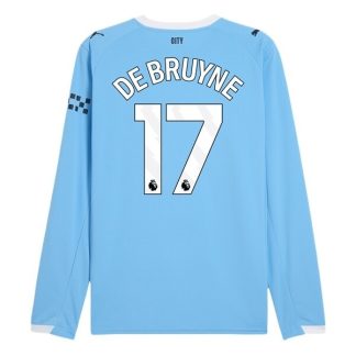 Manchester City Herr Hemmatröja 2025/26 Kevin de Bruyne #17 Långärmad Billig Fotbollströja