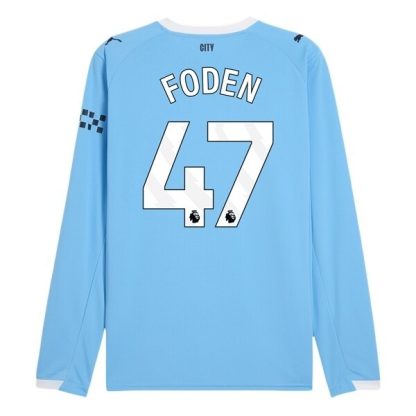 Manchester City Herr Hemmatröja 2025/26 Phil Foden #47 Långärmad Billig Fotbollströja