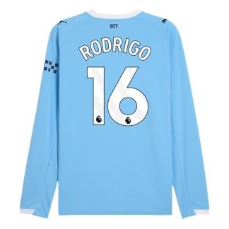 Manchester City Herr Hemmatröja 2025/26 Rodrigo #16 Långärmad Billig Fotbollströja