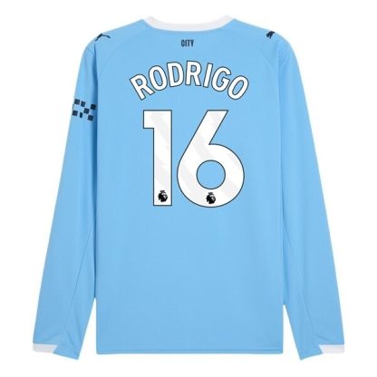 Manchester City Herr Hemmatröja 2025/26 Rodrigo #16 Långärmad Billig Fotbollströja