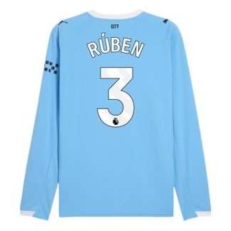 Manchester City Herr Hemmatröja 2025/26 Ruben Dias #3 Långärmad Billig Fotbollströja
