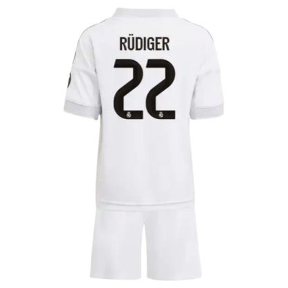 Real Madrid Barn Hemmatröja 2025/26 Antonio Rüdiger #22 Fotbollsställ med Shorts