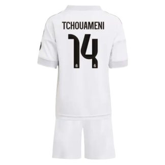 Real Madrid Barn Hemmatröja 2025/26 Aurélien Tchouaméni #14 Fotbollsställ med Shorts