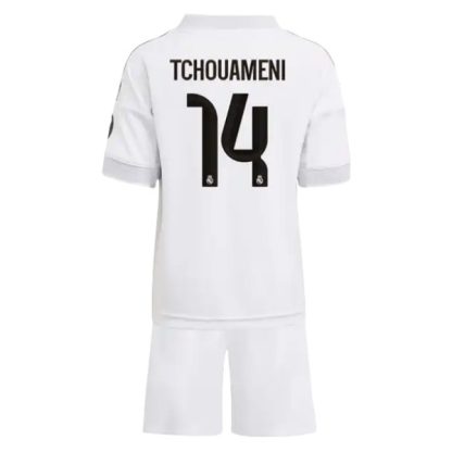 Real Madrid Barn Hemmatröja 2025/26 Aurélien Tchouaméni #14 Fotbollsställ med Shorts