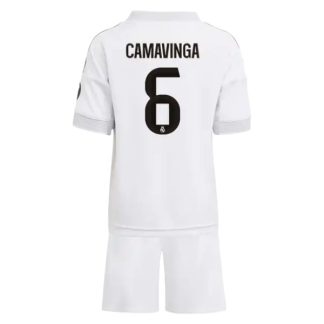 Real Madrid Barn Hemmatröja 2025/26 Eduardo Camavinga #6 Fotbollsställ med Shorts