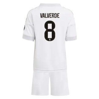Real Madrid Barn Hemmatröja 2025/26 Federico Valverde #8 Fotbollsställ med Shorts