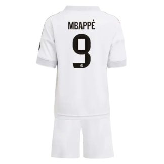 Real Madrid Barn Hemmatröja 2025/26 Kylian Mbappé #9 Fotbollsställ med Shorts