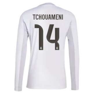 Real Madrid Herr Hemmatröja 2025/26 Aurélien Tchouaméni #14 Långärmad Billig Fotbollströja