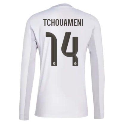 Real Madrid Herr Hemmatröja 2025/26 Aurélien Tchouaméni #14 Långärmad Billig Fotbollströja