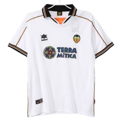 Valencia CF Herr Hemmatröja Retro 1999-2000 Kortärmad Billig Fotbollströja