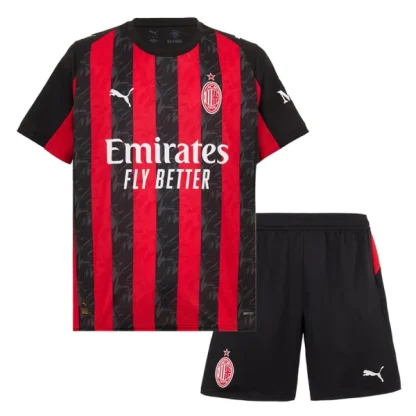 AC Milan Barn Hemmatröja 2025/26 Kortärmad Fotbollsställ med Shorts