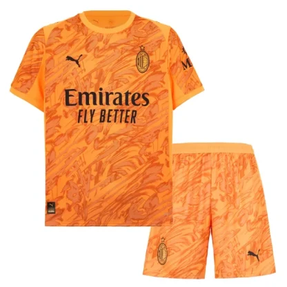 AC Milan Barn Målvakt Bortatröja 2025/26 Mike Maignan 16 Orange Fotbollsställ med Shorts-1