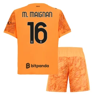 AC Milan Barn Målvakt Bortatröja 2025/26 Mike Maignan 16 Orange Fotbollsställ med Shorts