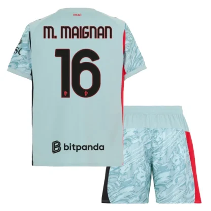 AC Milan Barn Målvakt Hemmatröja 2025/26 Mike Maignan 16 Blå Fotbollsställ med Shorts
