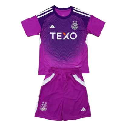 Aberdeen Målvaktströja Barn 2025/26 Lila Kortärmad Fotbollsställ med Shorts