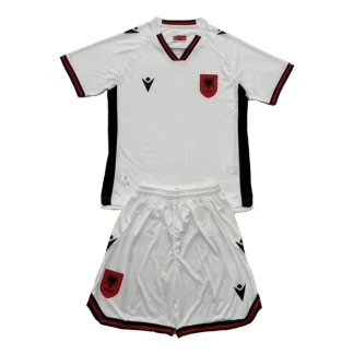 Albanien Barn Bortatröja 2025/26 Kortärmad Fotbollsställ med Shorts