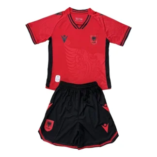 Albanien Barn Hemmatröja 2025/26 Kortärmad Fotbollsställ med Shorts