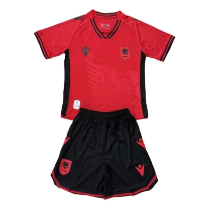 Albanien Barn Hemmatröja 2025/26 Kortärmad Fotbollsställ med Shorts