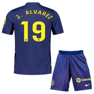 Atlético Madrid Barn Bortatröja 2025/26 Julian Alvarez 19 Kortärmad Fotbollsställ med Shorts