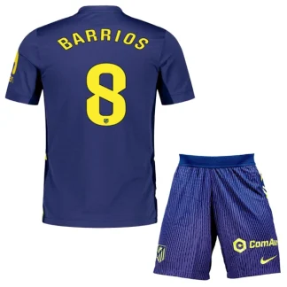 Atlético Madrid Barn Bortatröja 2025/26 Pablo Barrios 8 Kortärmad Fotbollsställ med Shorts