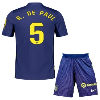 Atlético Madrid Barn Bortatröja 2025/26 Rodrigo De Paul 5 Kortärmad Fotbollsställ med Shorts