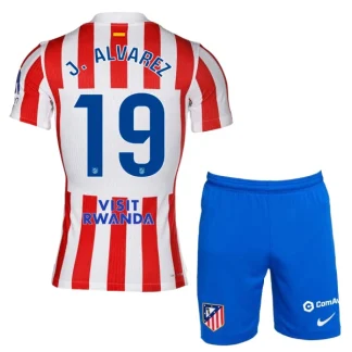 Atlético Madrid Barn Hemmatröja 2025/26 Julian Alvarez 19 Kortärmad Fotbollsställ med Shorts