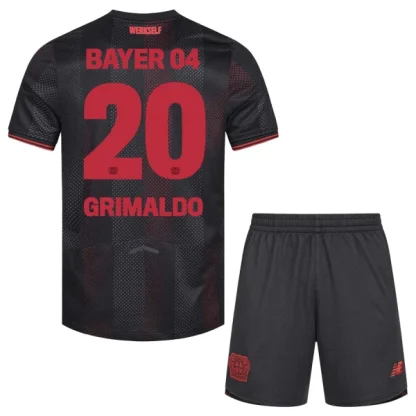 Bayer 04 Leverkusen Barn Hemmatröja 2025/26 Alejandro Grimaldo 20 Kortärmad Fotbollsställ med Shorts