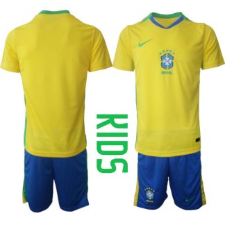 Brasilien Hemmaställ Barn 2025/26 – Kortärmad Fotbollströja + Shorts