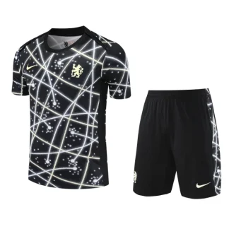 Chelsea Club World Cup Pre-Match Träningströja Barn 2025/26 Kortärmad Fotbollsställ med Shorts