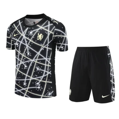 Chelsea Club World Cup Pre-Match Träningströja Barn 2025/26 Kortärmad Fotbollsställ med Shorts
