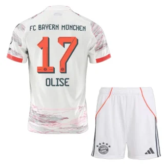 FC Bayern München Barn Bortatröja 2025/26 Michael Olise 17 Kortärmad Fotbollsställ med Shorts