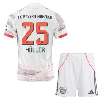 FC Bayern München Barn Bortatröja 2025/26 Thomas Müller 25 Kortärmad Fotbollsställ med Shorts