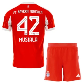 FC Bayern München Barn Hemmatröja 2025/26 Jamal Musiala 42 Kortärmad Fotbollsställ med Shorts
