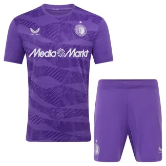 Feyenoord Målvaktströja Barn 2025/26 Lila Tredje Kortärmad Fotbollsställ med Shorts