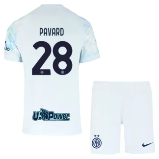 Inter Milan Barn Bortatröja 2025/26 Benjamin Pavard 28 Kortärmad Fotbollsställ med Shorts