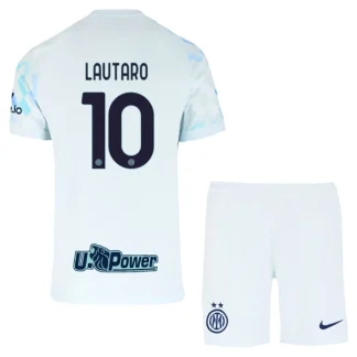 Inter Milan Barn Bortatröja 2025/26 Lautaro Martinez 10 Kortärmad Fotbollsställ med Shorts